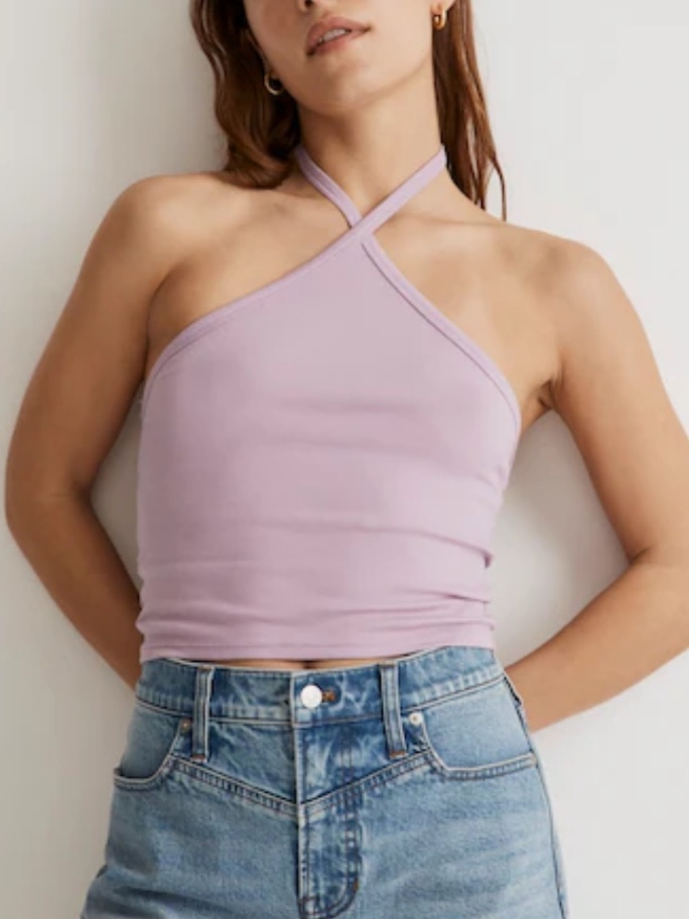 Madewell Lavender Pink Halter Ribbed Halter Medium